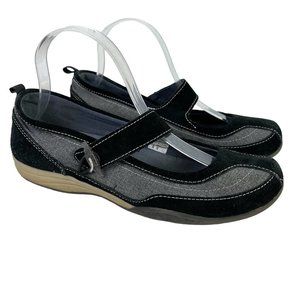 Lands End Womens Mary Janes Loafers Flats Sporty Casual Gray Black Shoes sz 8.5